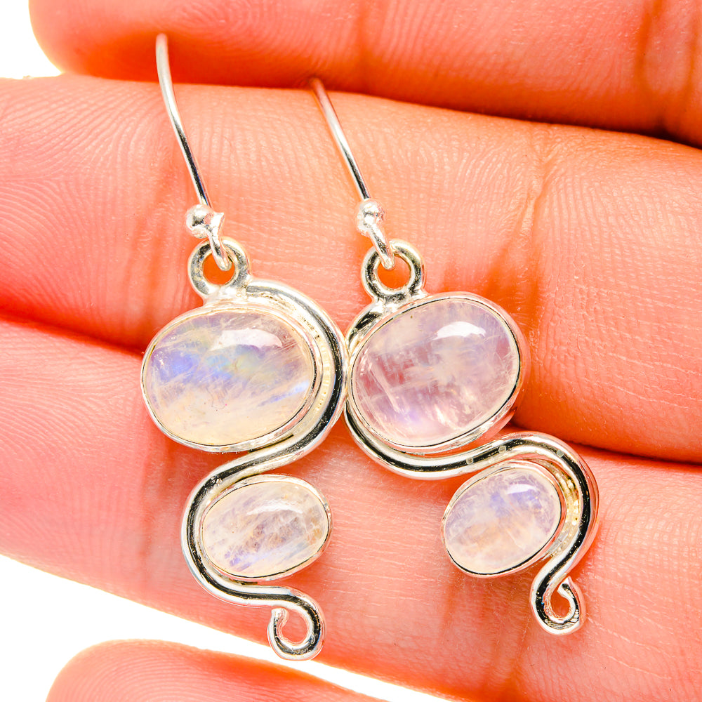 Rainbow Moonstone Earrings handcrafted by Ana Silver Co - EARR422469