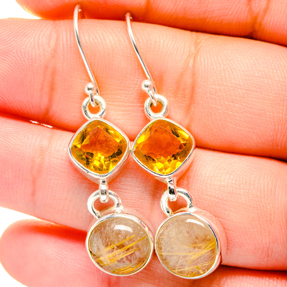 Rutilated Quartz Earrings handcrafted by Ana Silver Co - EARR422475