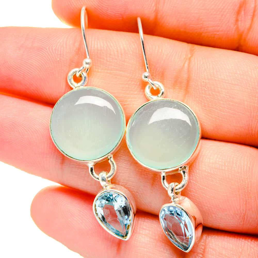 Aqua Chalcedony Earrings handcrafted by Ana Silver Co - EARR422480