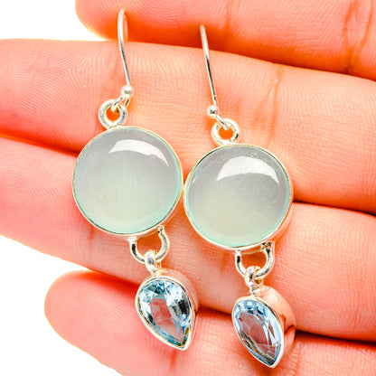 Aqua Chalcedony Earrings handcrafted by Ana Silver Co - EARR422480