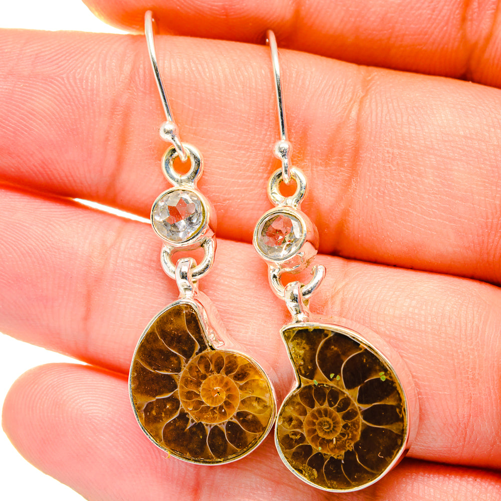 Ammonite Fossil Earrings handcrafted by Ana Silver Co - EARR422483