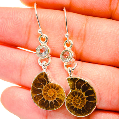 Ammonite Fossil Earrings handcrafted by Ana Silver Co - EARR422483