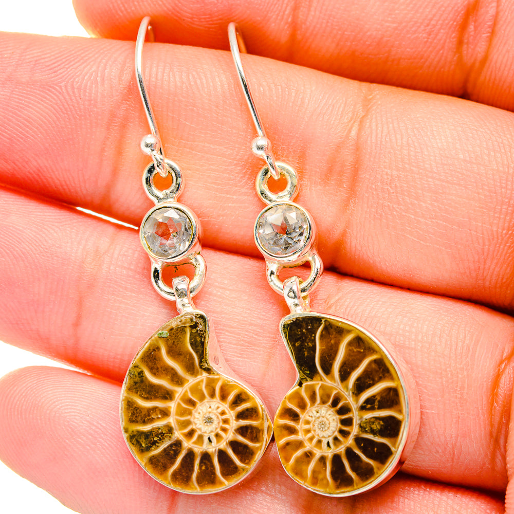 Ammonite Fossil Earrings handcrafted by Ana Silver Co - EARR422485