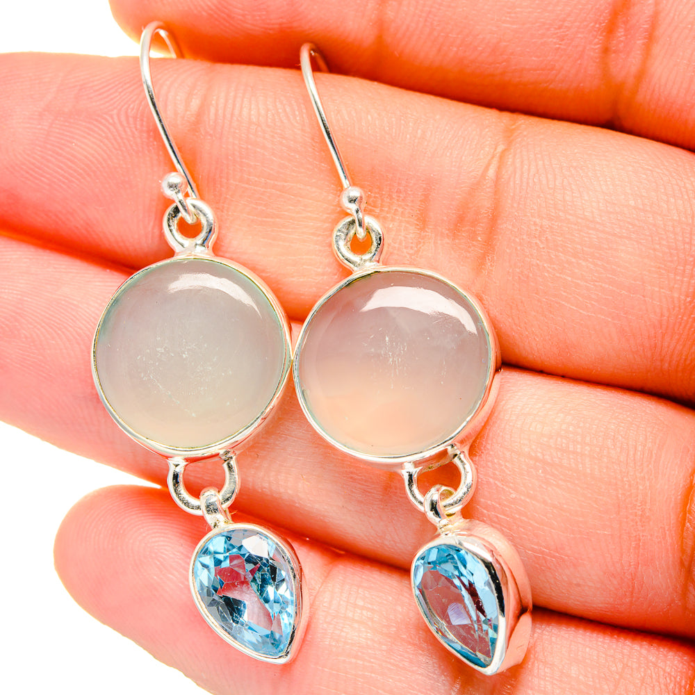 Aqua Chalcedony Earrings handcrafted by Ana Silver Co - EARR422491