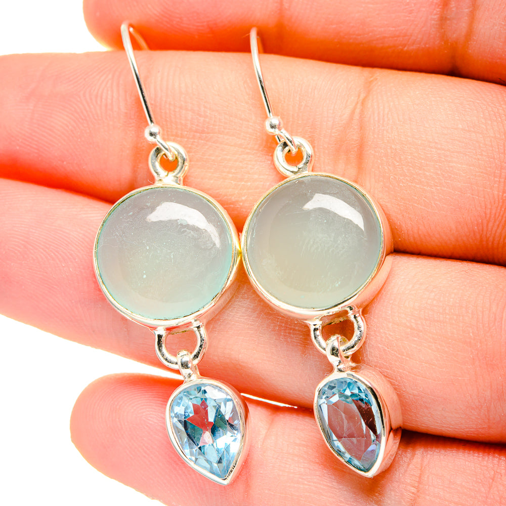 Aqua Chalcedony Earrings handcrafted by Ana Silver Co - EARR422506