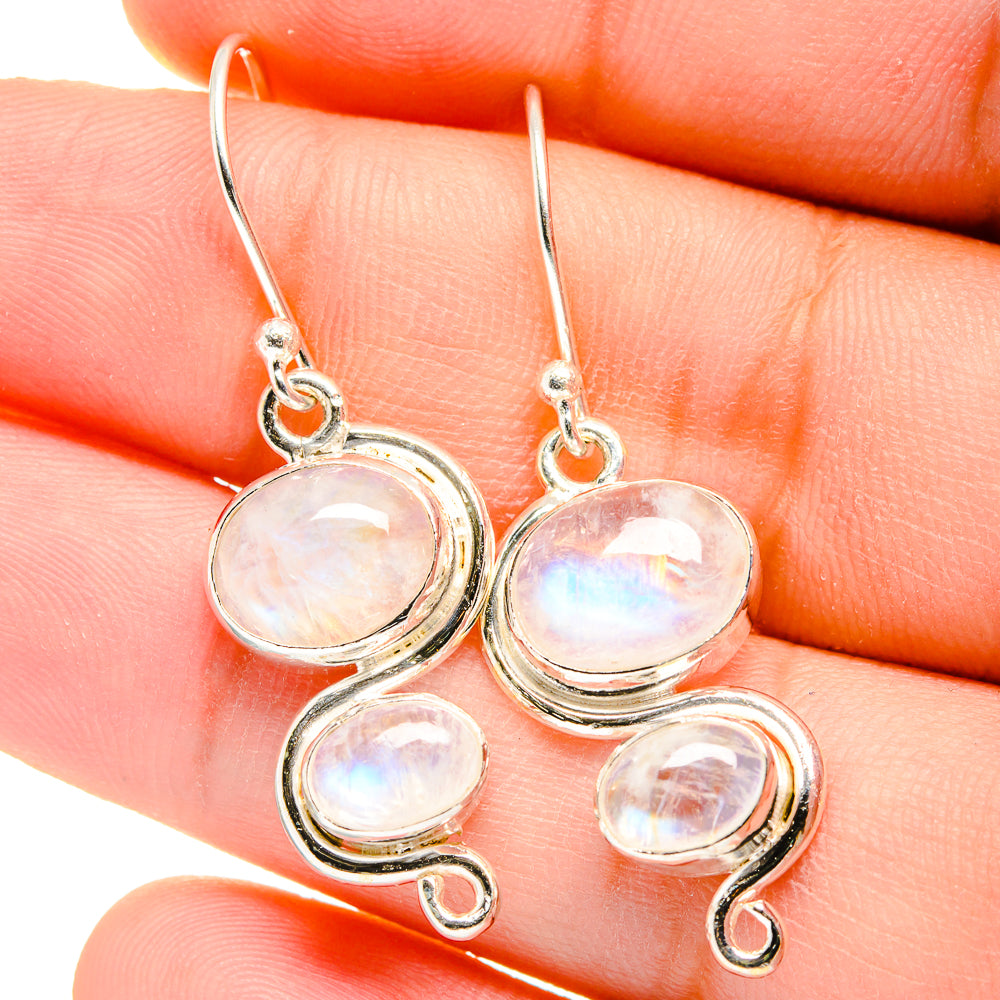 Rainbow Moonstone Earrings handcrafted by Ana Silver Co - EARR422507