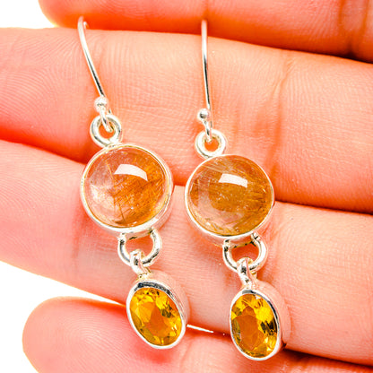Rutilated Quartz Earrings handcrafted by Ana Silver Co - EARR422508