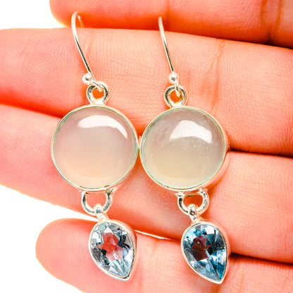 Aqua Chalcedony Earrings handcrafted by Ana Silver Co - EARR422510
