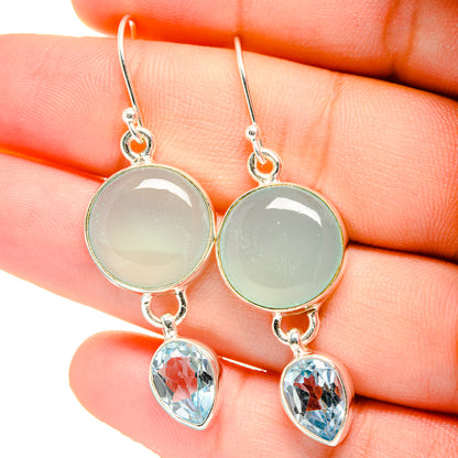 Aqua Chalcedony Earrings handcrafted by Ana Silver Co - EARR422512