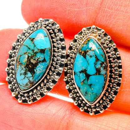 Blue Copper Turquoise Earrings handcrafted by Ana Silver Co - EARR422520