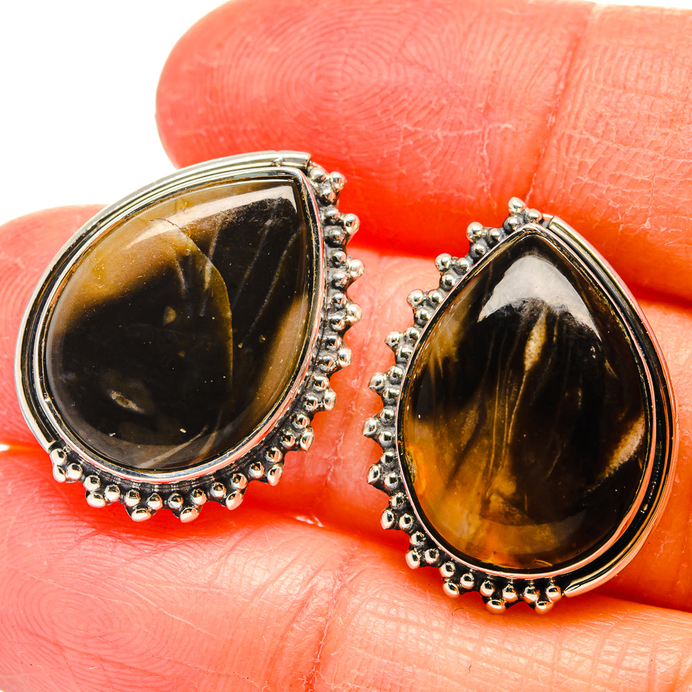 Peanut Wood Jasper Earrings handcrafted by Ana Silver Co - EARR422533