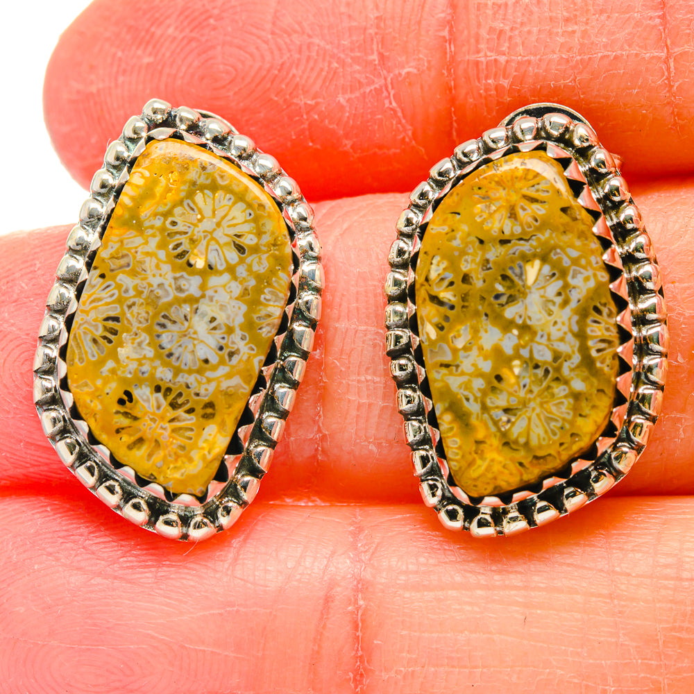 Fossil Coral Earrings handcrafted by Ana Silver Co - EARR422539