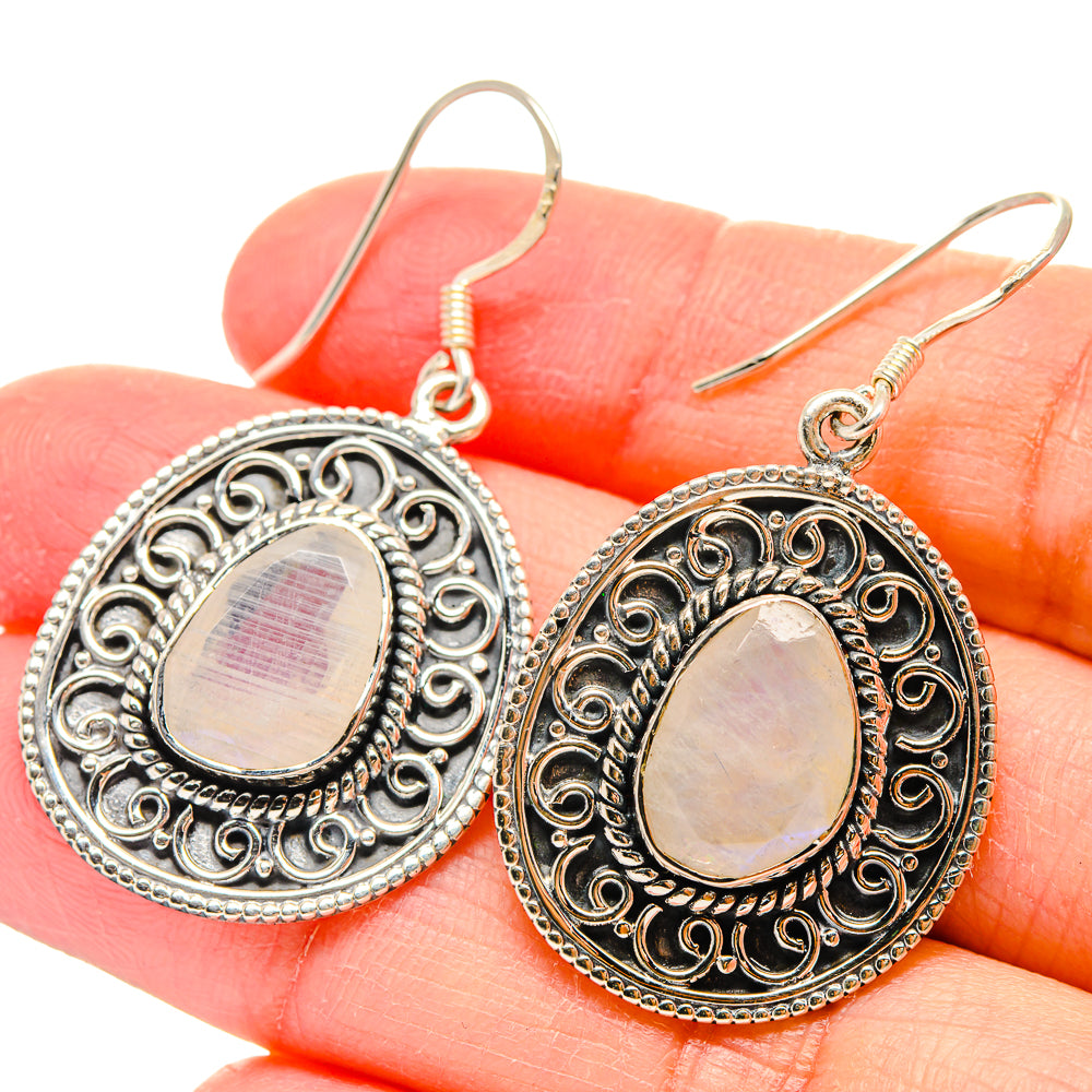 Rainbow Moonstone Earrings handcrafted by Ana Silver Co - EARR422549