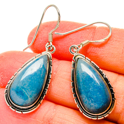 925 sterling silver teardrop opal earrings with blue stones and scalloped silver border
