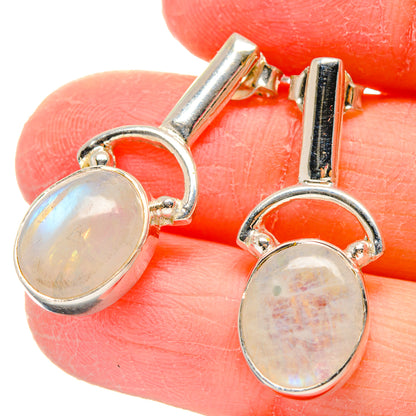 925 sterling silver moonstone drop earrings, oval opal-like stones
