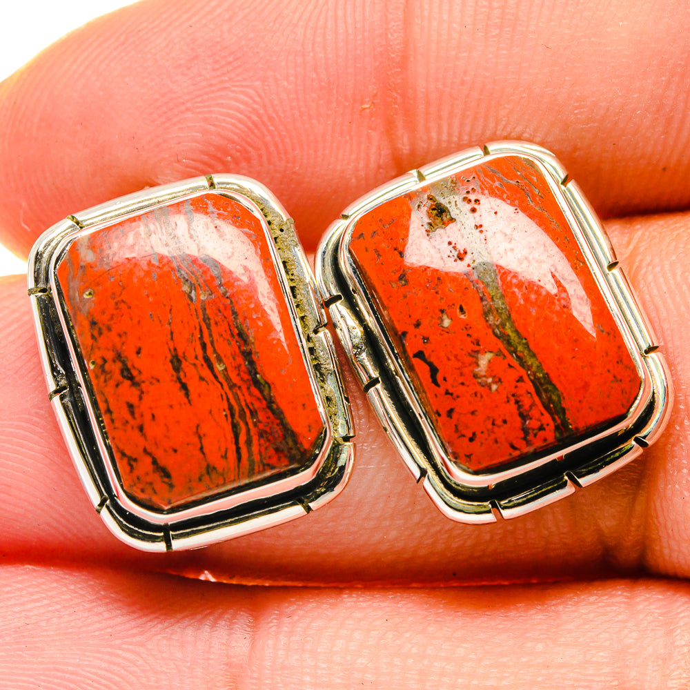 Red Jasper Earrings handcrafted by Ana Silver Co - EARR422597