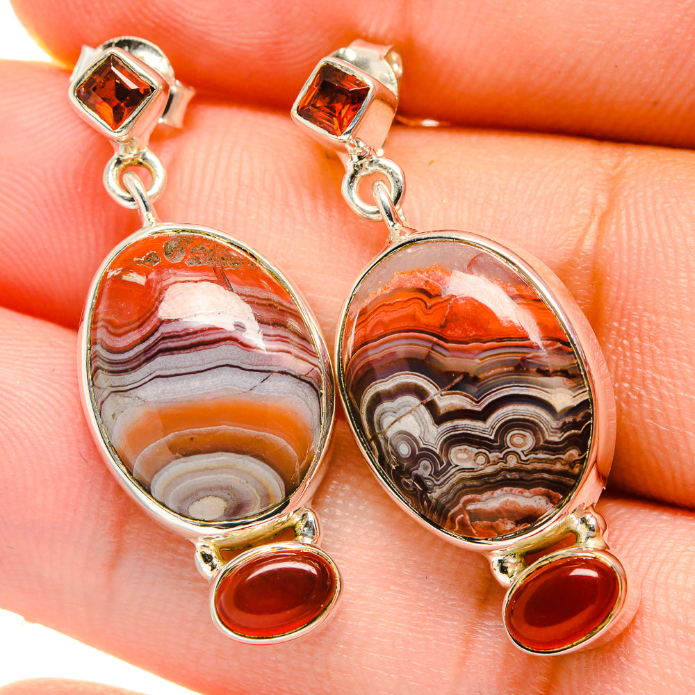 Crazy Lace Agate Earrings handcrafted by Ana Silver Co - EARR422601