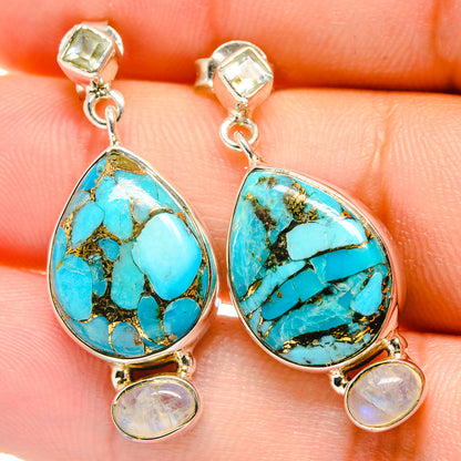 Blue Copper Composite Turquoise Earrings handcrafted by Ana Silver Co - EARR422606
