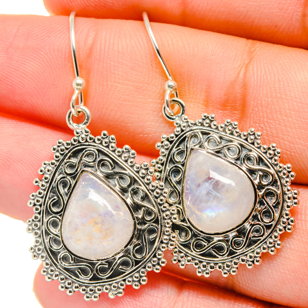 Rainbow Moonstone Earrings handcrafted by Ana Silver Co - EARR422623