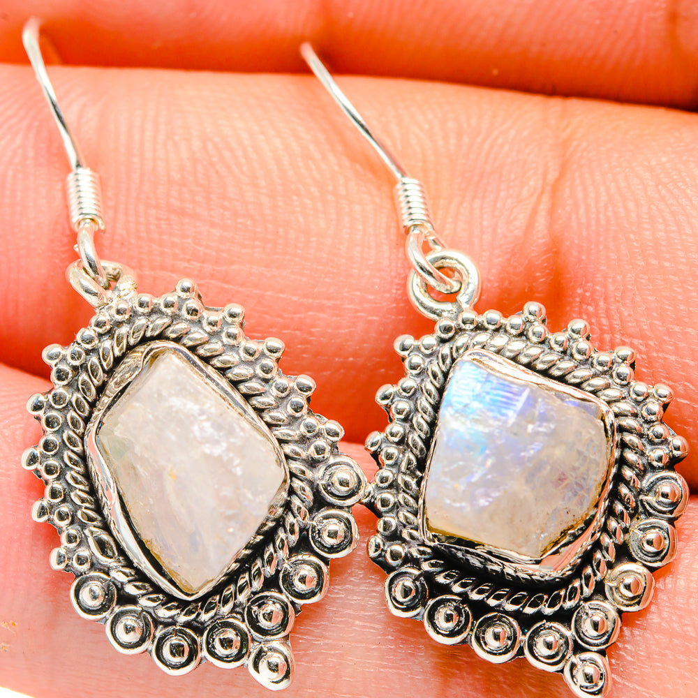 Rainbow Moonstone Earrings handcrafted by Ana Silver Co - EARR422639
