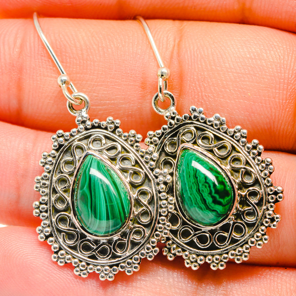 Malachite Earrings handcrafted by Ana Silver Co - EARR422659