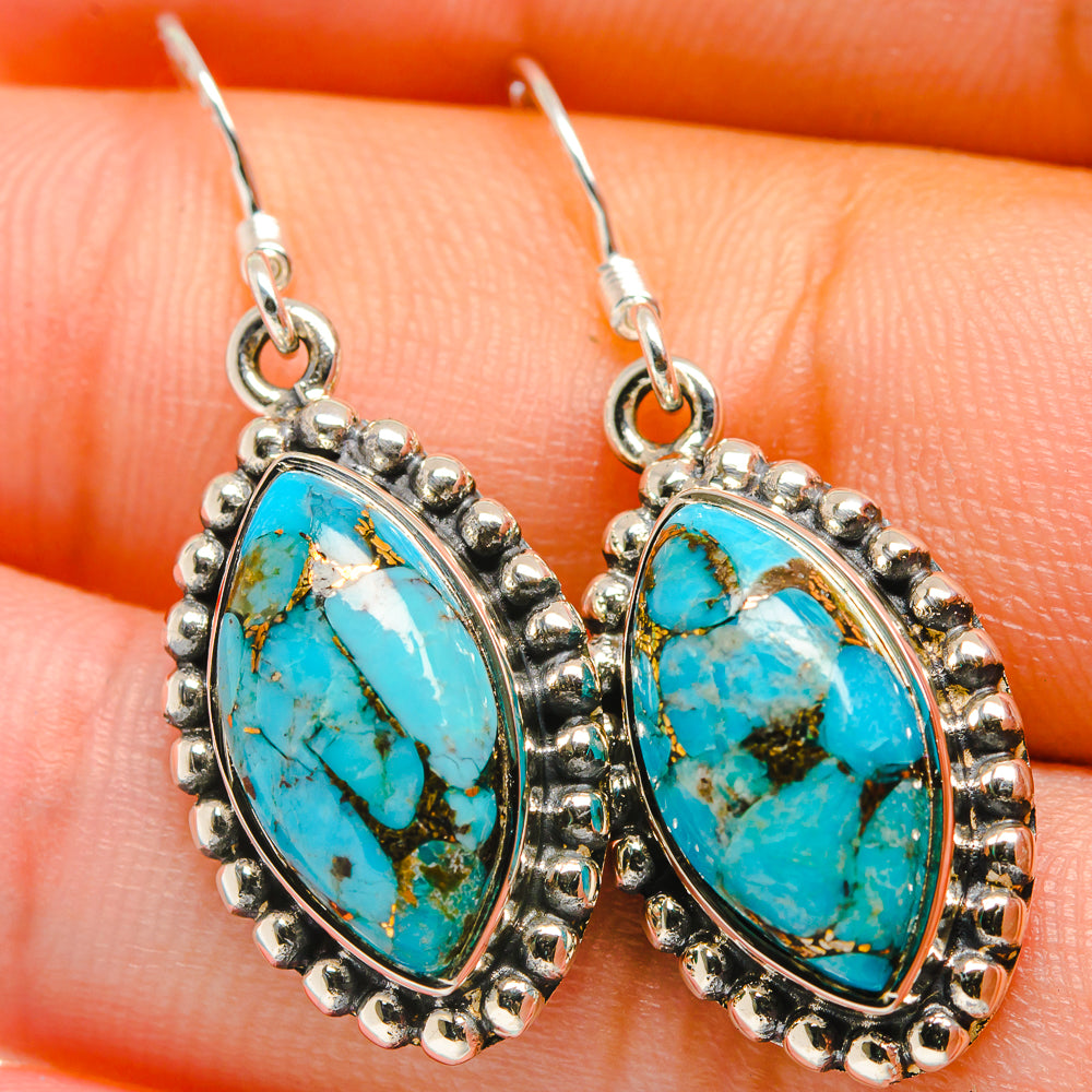 Blue Copper Composite Turquoise Earrings handcrafted by Ana Silver Co - EARR422669