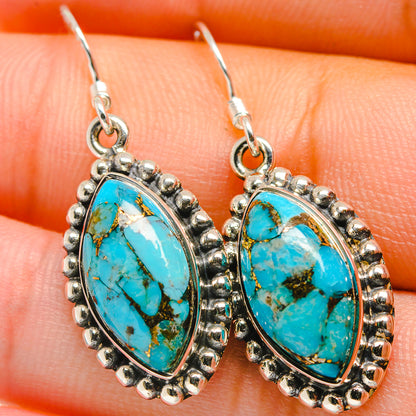 Blue Copper Composite Turquoise Earrings handcrafted by Ana Silver Co - EARR422669