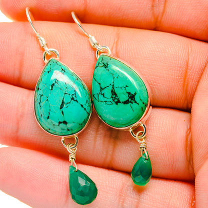 Tibetan Turquoise Earrings handcrafted by Ana Silver Co - EARR422679