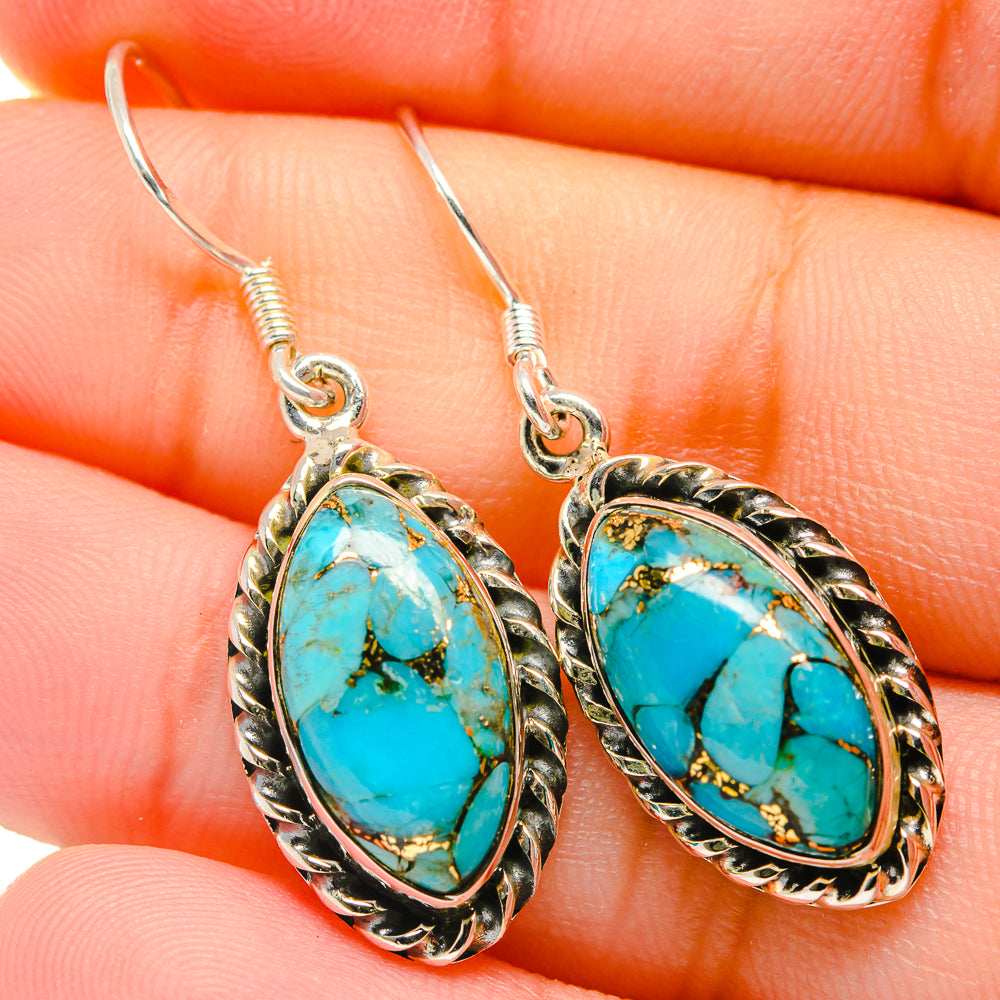 Blue Copper Composite Turquoise Earrings handcrafted by Ana Silver Co - EARR422695