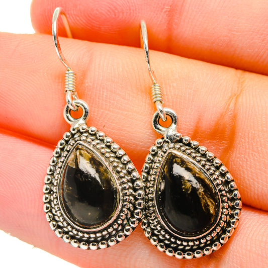 Pyrite In Black Onyx Earrings handcrafted by Ana Silver Co - EARR422697