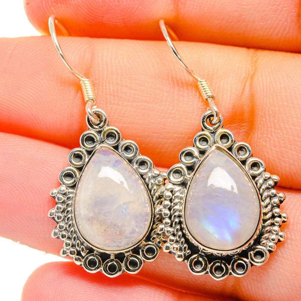 Rainbow Moonstone Earrings handcrafted by Ana Silver Co - EARR422707