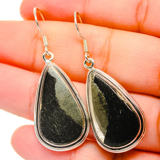 Pyrite In Black Onyx Earrings handcrafted by Ana Silver Co - EARR422710