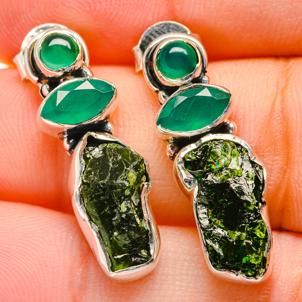 Chrome Diopside Earrings handcrafted by Ana Silver Co - EARR422730