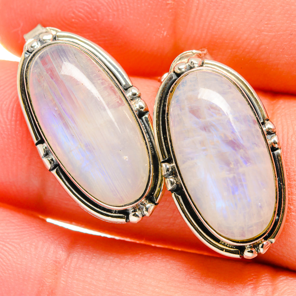 Rainbow Moonstone Earrings handcrafted by Ana Silver Co - EARR422736