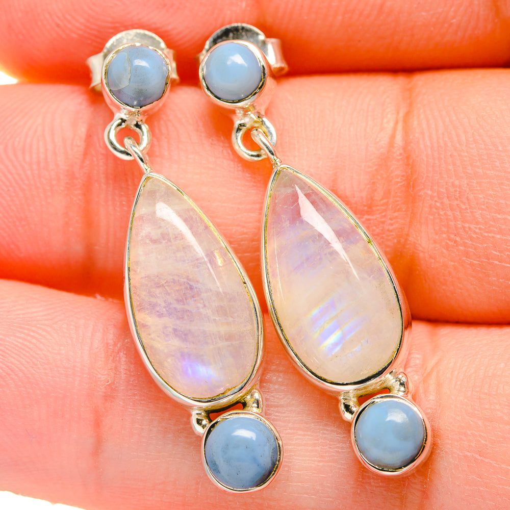 Rainbow Moonstone Earrings handcrafted by Ana Silver Co - EARR422738