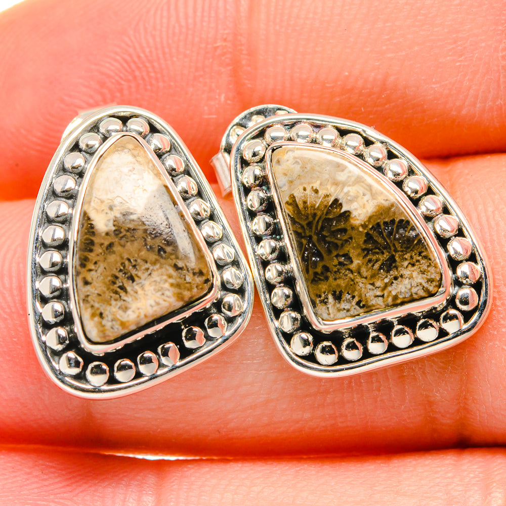 Fossil Coral Earrings handcrafted by Ana Silver Co - EARR422745
