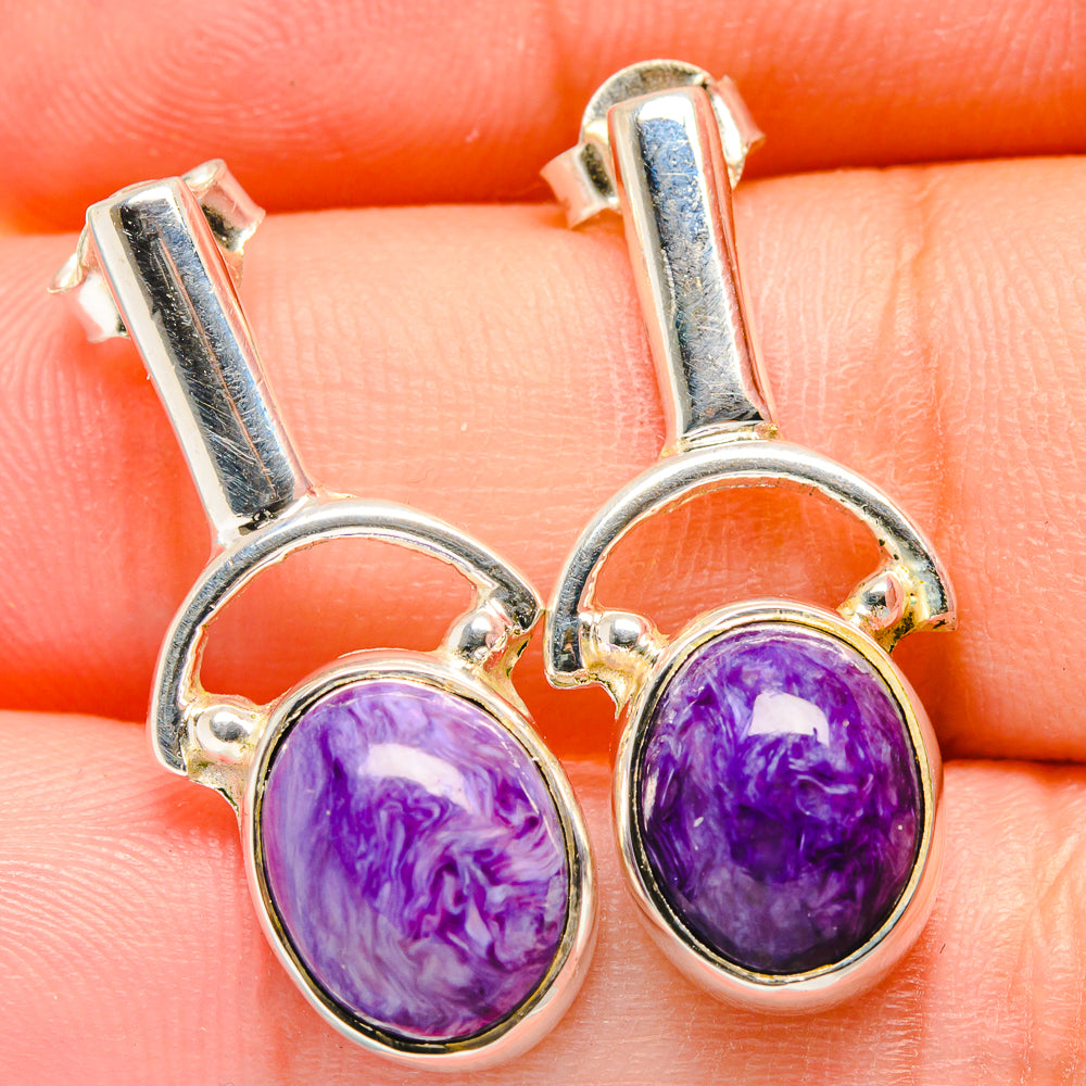 Charoite Earrings handcrafted by Ana Silver Co - EARR422764