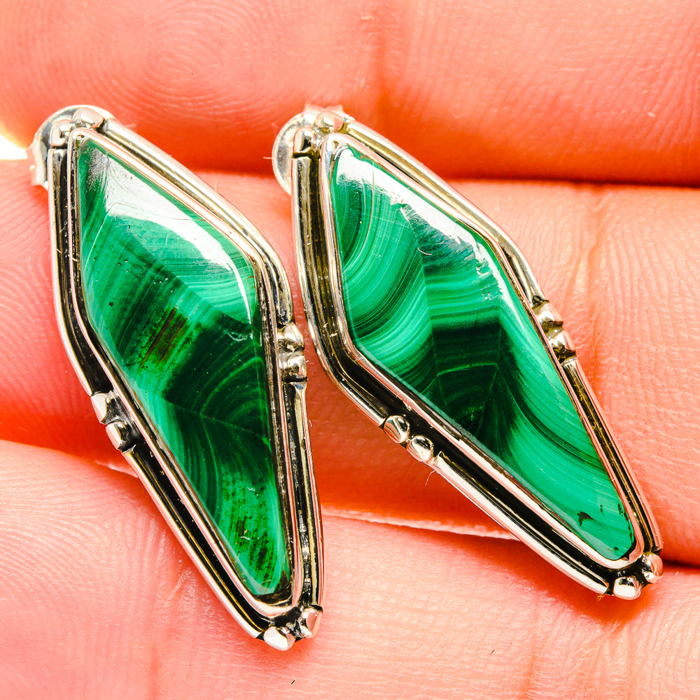 Malachite Earrings handcrafted by Ana Silver Co - EARR422773