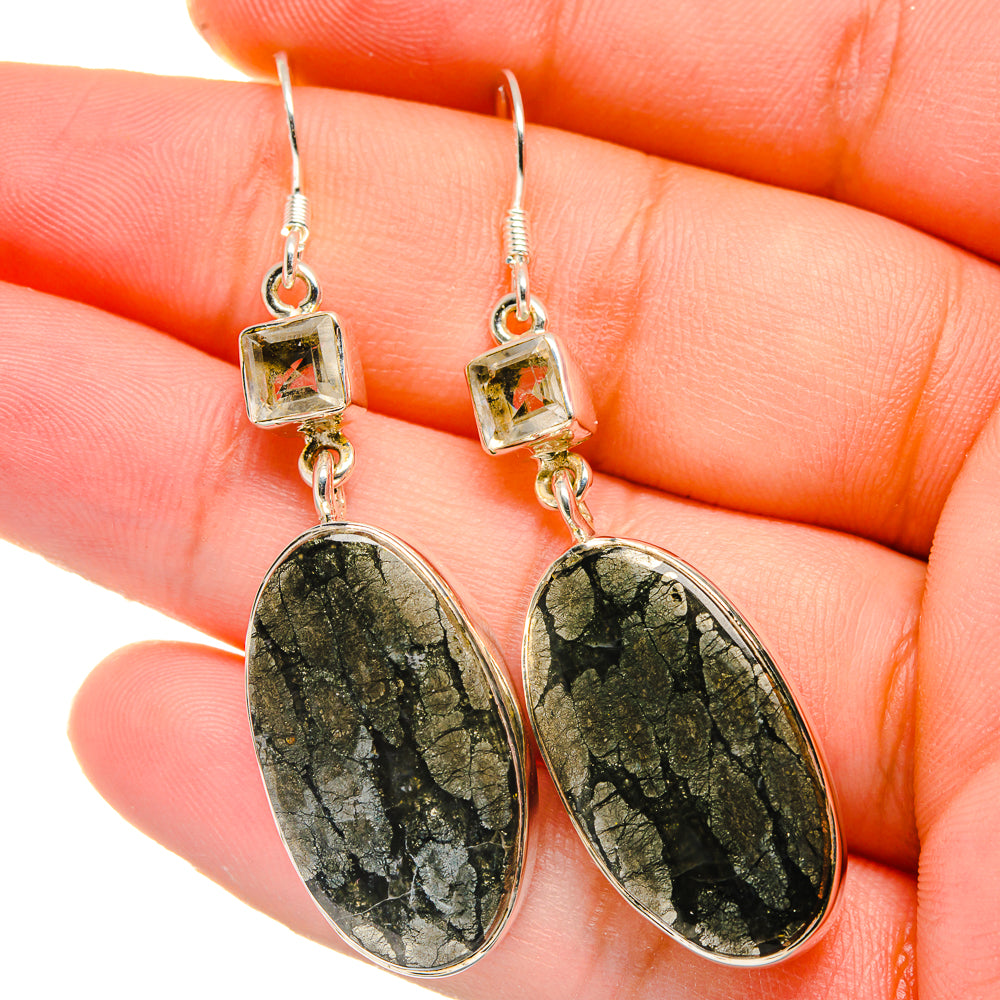 Pyrite Agate Earrings handcrafted by Ana Silver Co - EARR422782