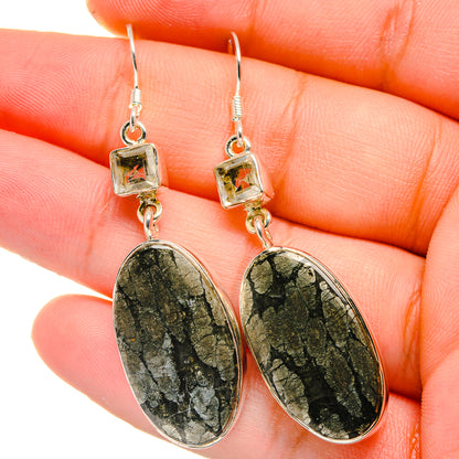 Pyrite Agate Earrings handcrafted by Ana Silver Co - EARR422782