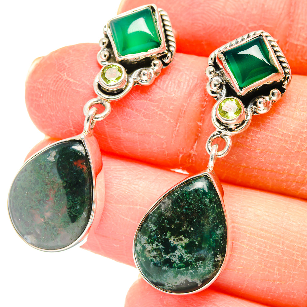 Green Moss Agate Earrings handcrafted by Ana Silver Co - EARR422812