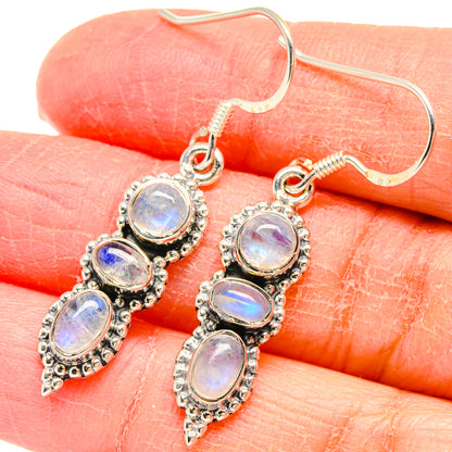 Rainbow Moonstone Earrings handcrafted by Ana Silver Co - EARR422813