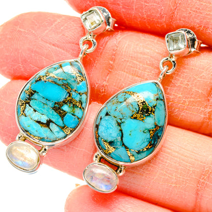 Blue Copper Composite Turquoise Earrings handcrafted by Ana Silver Co - EARR422815