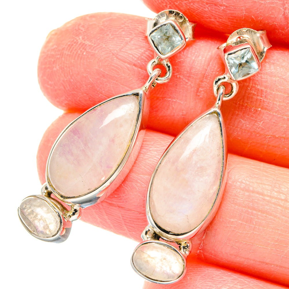 Rainbow Moonstone Earrings handcrafted by Ana Silver Co - EARR422824