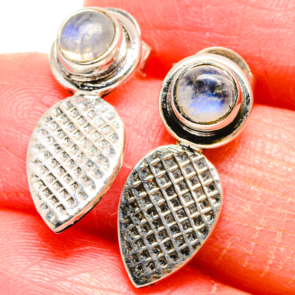 Rainbow Moonstone Earrings handcrafted by Ana Silver Co - EARR422839