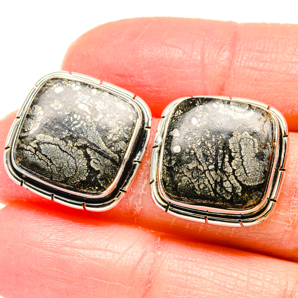 Pyrite Agate Earrings handcrafted by Ana Silver Co - EARR422842