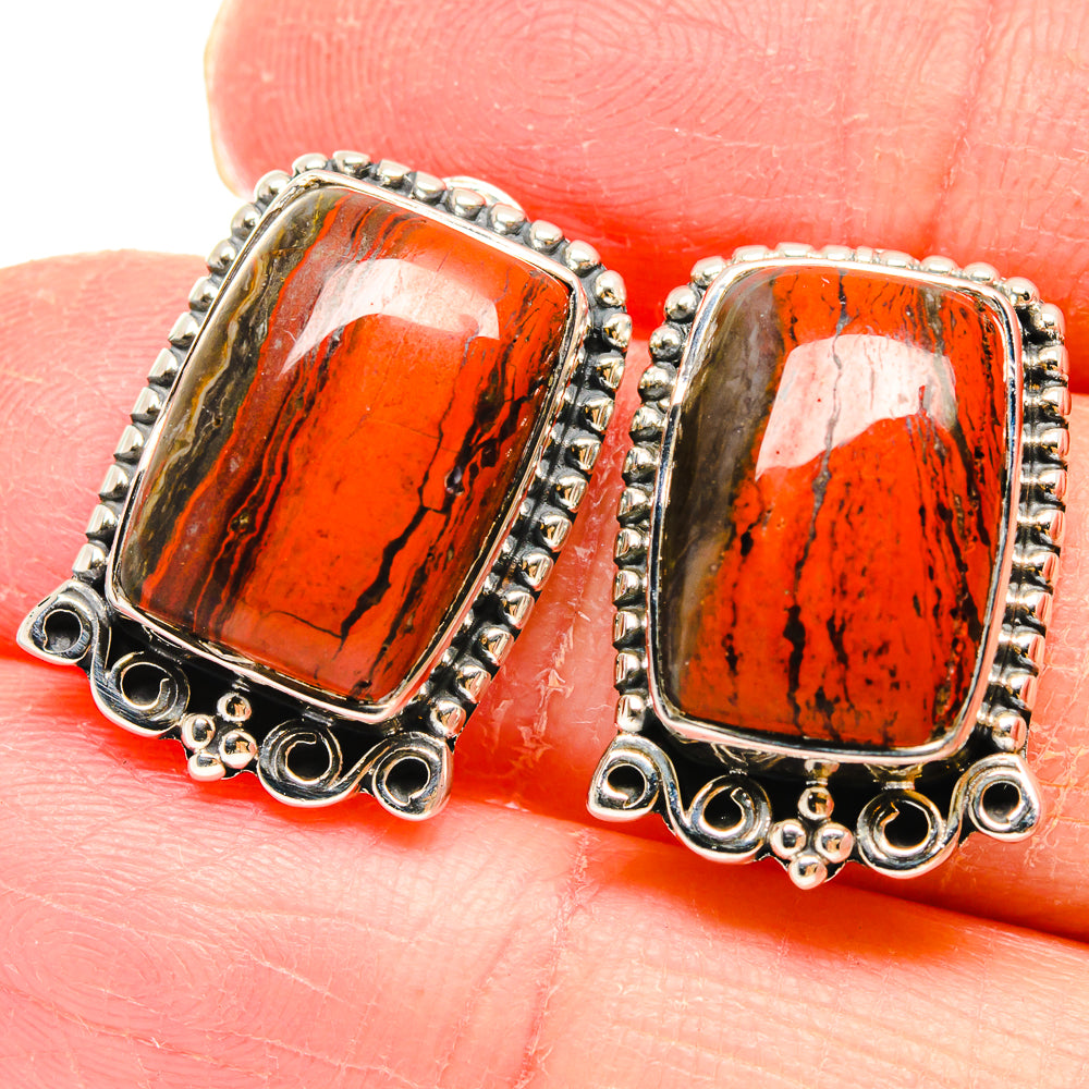 Red Jasper Earrings handcrafted by Ana Silver Co - EARR422856