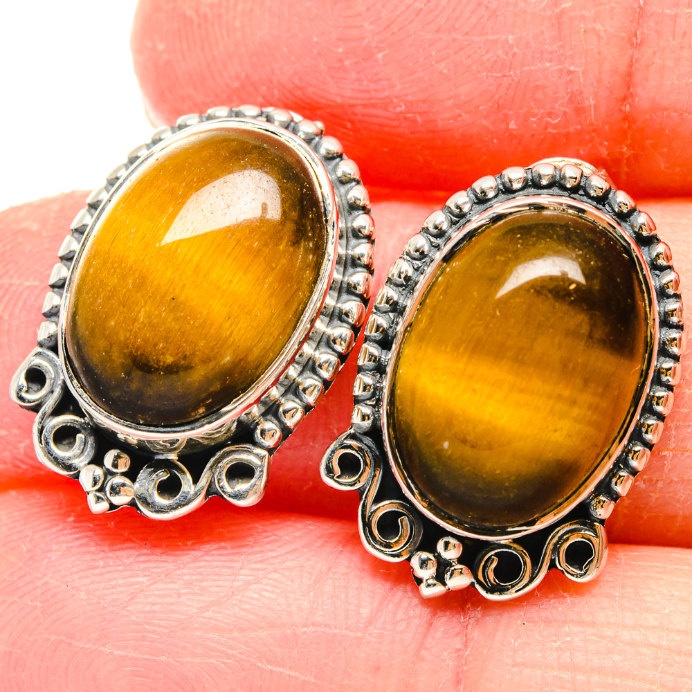 Tiger Eye Earrings handcrafted by Ana Silver Co - EARR422859