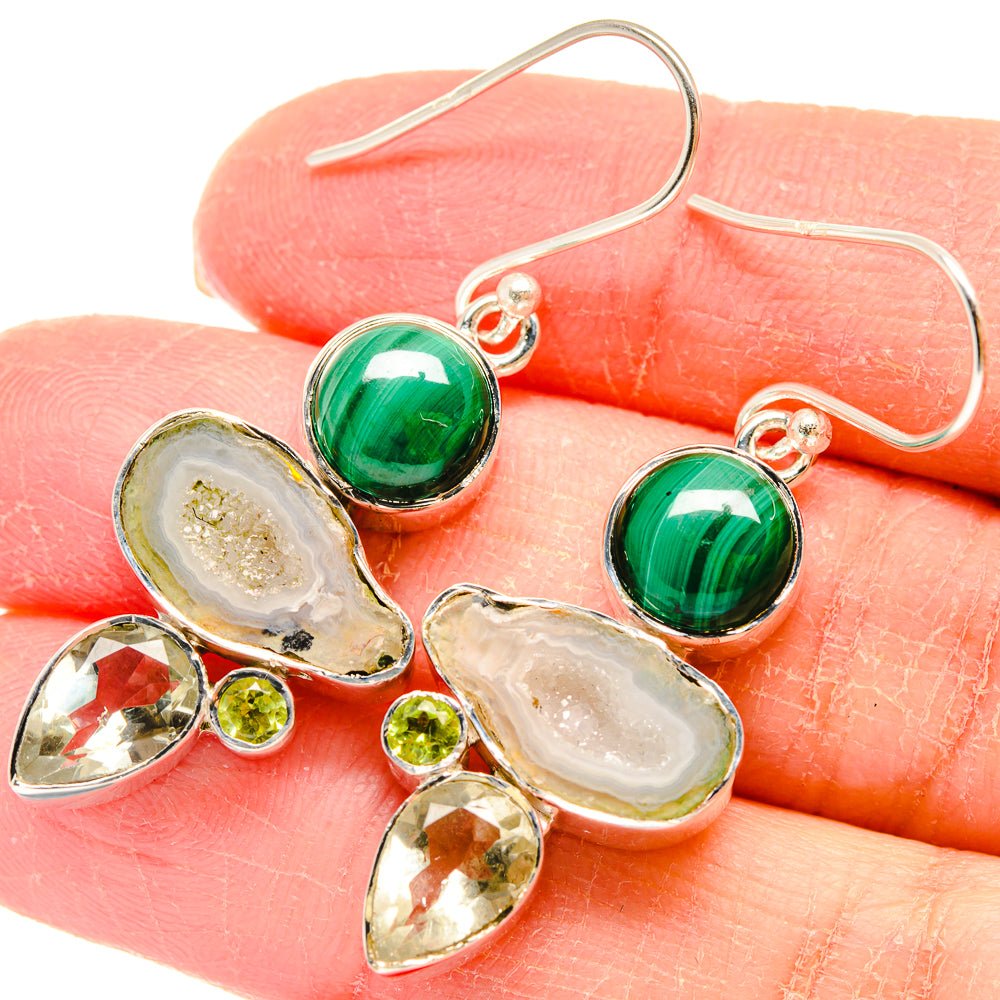 White Geode Slice Earrings handcrafted by Ana Silver Co - EARR422864