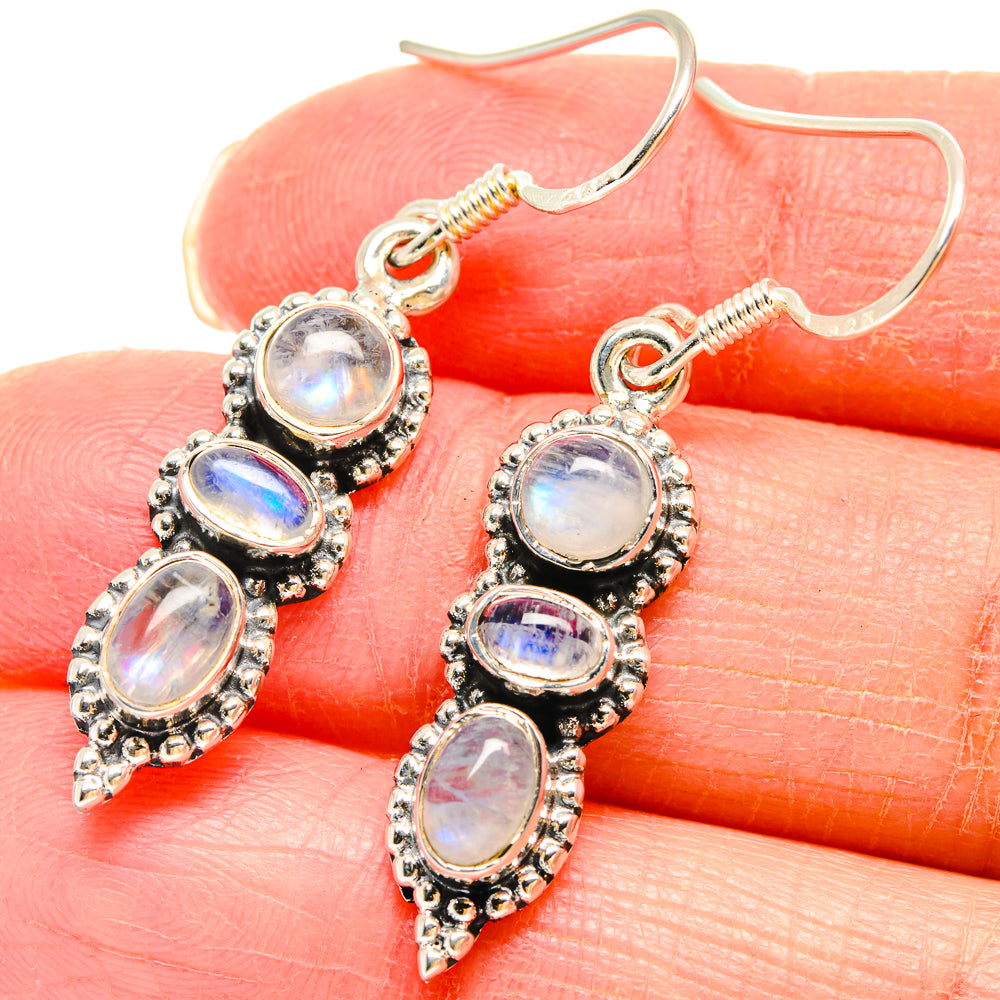 Rainbow Moonstone Earrings handcrafted by Ana Silver Co - EARR422870